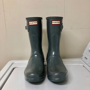 Mid height grey Hunter rain boots